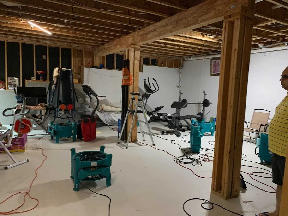 Basement drying equipment setup for Contents Cleaning & Restoration in Sun Valley